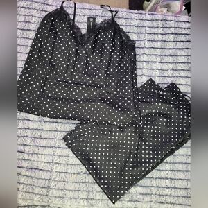 INC International Concepts Black Polka Dot Pajama Set